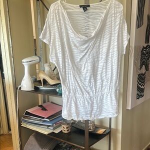 White Zebra Print Top by New York & Company